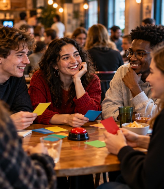 Locatie: Kammerstraat 10, Gent (10 november). Een gezellige quiz met rondes over geschiedenis, natuur, wetenschap, aardrijkskunde, taal en cultuur, sport en media. In groepjes of individueel, zodat elk talent naar boven komt.